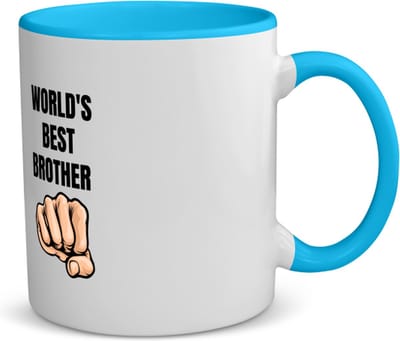 Akyol - world's best brother koffiemok - theemok - blauw - Broer - broertje of broer - cadeau - verjaardag - broers - familie - 350 ML inhoud