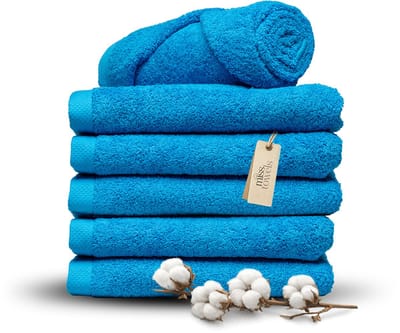 Miss Towels 70x140 Badlakens Set 6 st. - 5 sterren Hotelkwaliteit - Badtextiel - Luxe Badhanddoeken - Zachte Badlakens - Turquoise - Made in Portugal
