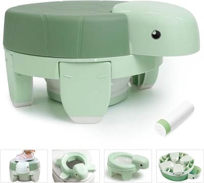 Potty Training Toilet - Reis Potje - Zindelijkheidstraining Thuis - 4-in-1 Multifunctioneel - 33x24x15 cm - Groen