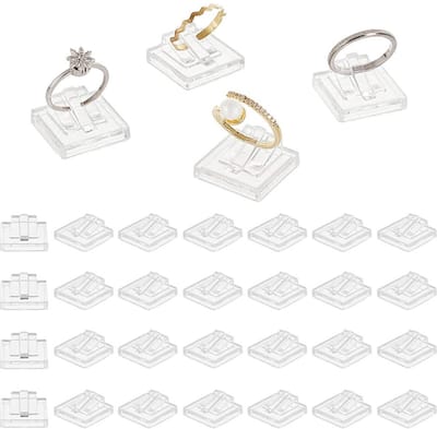 Dailygoods- Ringdisplayhouder Transparant - Sieraden Organizer - Vitrine Display Blok - Trouwring Houder - 30 Stuks - Vierkant - Sieradenhouder