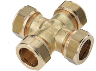 Bonfix knelkoppeling - Kruisstuk - 15mm x 15mm x 15mm x 15mm - Messing