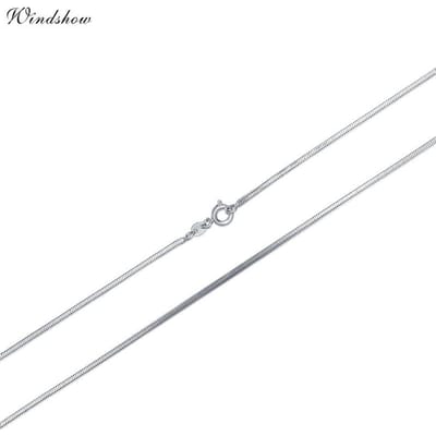 Windshow 35cm-60cm 1mm Laiton Couleur Or Blanc Chaînes Serpent Collier Bijoux Femme Kolye Collier Ketting 35cm 40cm 45cm 50cm 60cm 40cm white