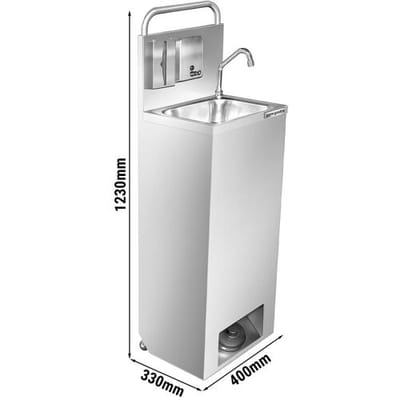 GGM Gastro Mobiles Handwaschbecken - Edelstahl - mit Seifen- & Papierhandtuchspender Zilver