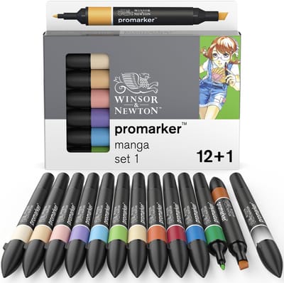 Winsor & Newton 0290139 Promarker™ 12+1 Manga Expansion 1 | Professionele layoutmarkers & alcoholmarkers