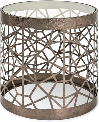 Bijzettafel – Brons metaal – Geometrisch rond design – 50 cm diameter, 50 cm hoog