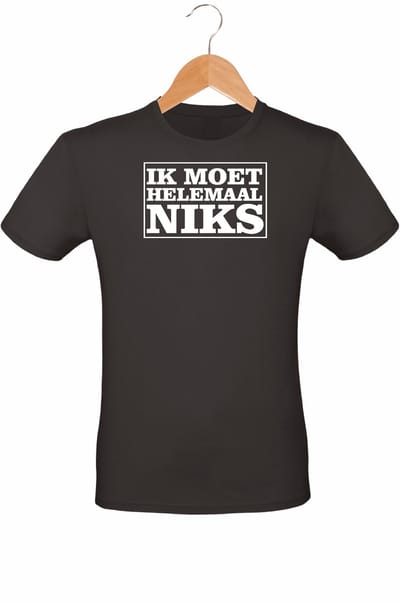 Mijncadeautje - Voordeel Cadeauset - T-shirt van 100% BIO katoen + Cap van 100% katoen - Ik moet helemaal NIKS - opdruk WIT - T-shirt maat 3XL