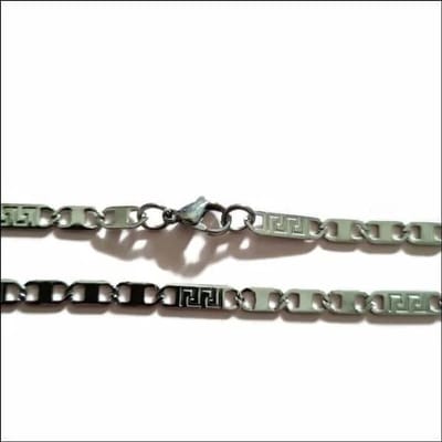 Aramat Jewels | Halskettingen | Griekse Schakel Staal Halsketting | | | |4mm | Staal | Volwassenen | Verkleurd niet