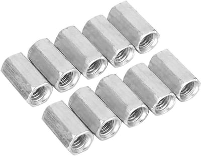 10 Stuks Lange Rod Moeren Hexagonaal M8*28, Carbon Staal Gegalvaniseerde Moeren voor Klauwverbindingen en Bevestigingen