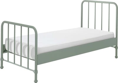 Eenpersoonsbed Bronxx Metaal 90x200 - Mat Olijfgroen - Vipack - Eenpersoons Bedkader - Groen - Metaal Eenpersoons Normaal Bed