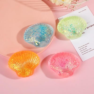 Volwassen Anti-stress Zacht TPR Langzame Terugvering Pailletten Maltose Knijpspeelgoed Stressverlichting Elastisch Knijpen Gekleurde Schelpen Decompressie gray