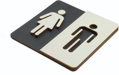 WC bord hout - Toiletbord deurschild - Aangeven toilet - Echt hout materiaal - 24 x 24 cm - Houtkleuren