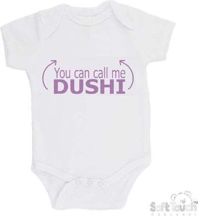 100% katoenen Romper "You can call me DUSHI" Meisjes Katoen Wit/lila Maat 56/62