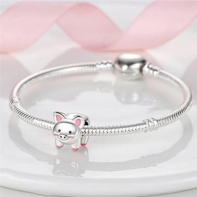 Echte Charm Koperroze Schattig Huisdier Varken Dier Kralen Passend voor Charm Plata Armband Voor Vrouwen Sieraden Knutselen DoeHetZelf Mooi Cadeau white