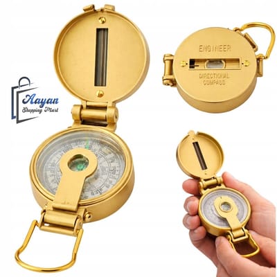Militair Kompas Opvouwbaar – Metaal Survival Kompas met Vizier – Hiking & Outdoor – Goud – kompas – militair kompas – outdoor kompas metaal – Zak kompas – Waterdicht kompassen – 87252