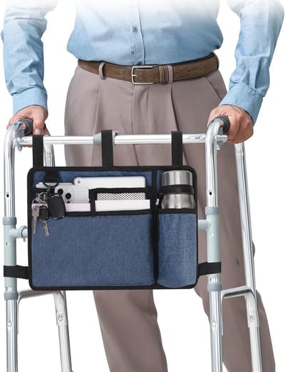 Accessoire Tas voor Rollator, Rolstoel en Loopkrukken - Handige Tas met Bekershouder - Waterdichte Ruime Tas voor Senioren