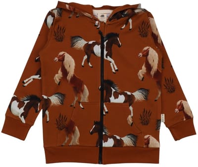 Walkiddy® Sweatjack – Jongens & Meisjes – Joyful Horses serie – Maat 110 – GOTS-gecertificeerd Biologisch Katoen