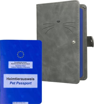 kwmobile hoes EU dierenpaspoort voor je huisdier - Cover Europees vaccinatiepaspoort huisdier - Met 2 extra opbergvakken - Synthetisch nubuckleer