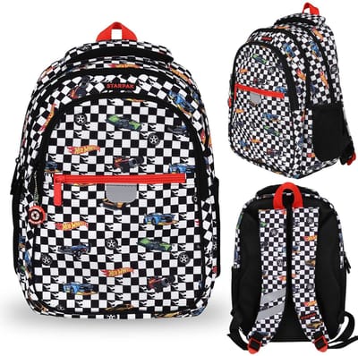 Hot Wheels gewatteerde schoolrugzak voor jongen, met reflectoren, 3 vakken 40x29x20cm, 23 l