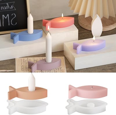 Set van 2 Siliconen Vissen Kaarsenhouders - DIY Mallen voor Theelichtjes, Communie Decoratie en Cadeau voor Doop en Bevestiging