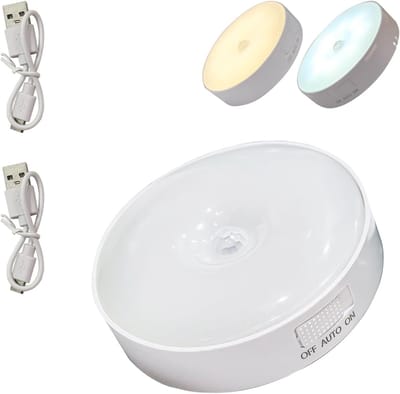 LED Nachtlampje - Nachtlampje met Bewegingssensor-Draadloze Ledlamp - 2 Stuks - 3 Standen - 1 wit licht 1 warm licht - LED Nachtlampje - Magnetisch - LED Kastverlichting en Trapverlichting met Sensor - Draadloos op Batterij - Wandlamp