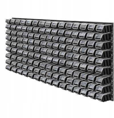 KADAX Gereedschapswandrek, groot, 174 x 78 cm, opslagsysteem van robuust kunststof, uv-bestendig modulesysteem, uitbreidbare wandplaten, werkplaatsrek voor garage (zwart, 135 stuks)