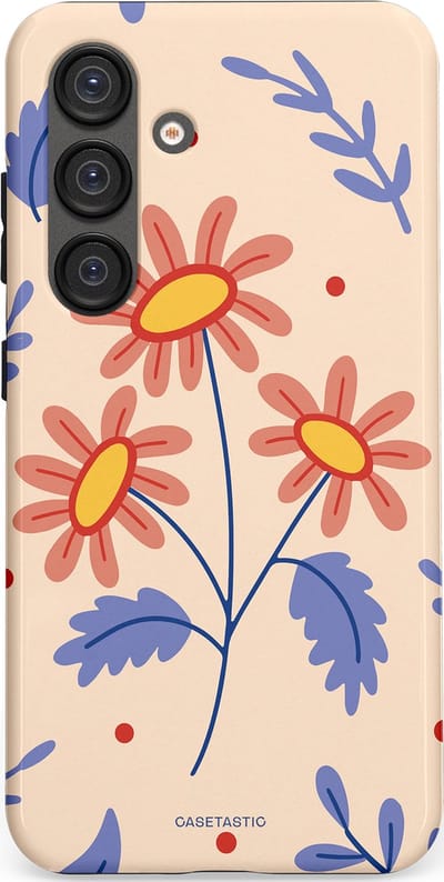 Casetastic hoesje geschikt voor Samsung Galaxy S25 - Dubbellaagse bescherming - Perzikbloem trio - Fashion Case - Lavendel Perzik Zand