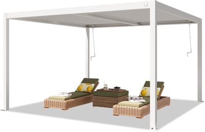 PRIMEYARD Pergola 4x4 m staanders van aluminium met stalen lamellendak paviljoen wit