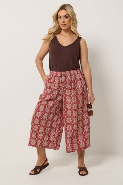 Yours Roestoranje Broek Met Palmboomprint Size 42