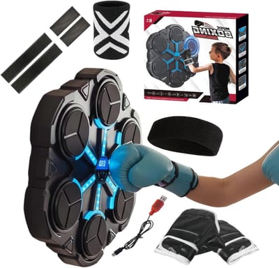 Boksmachine Muziek - Fitnessapparaat - Thuis trainen - Geleidende LED verlichting - 34 x 31.5 cm - Zwart