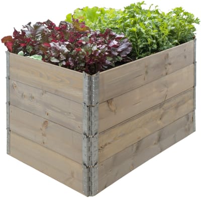 TRUTZHOLM - Verhoogde plantenbak - hout - 120x80x80 cm - palletframe - 4-delig - stapelbaar - plantenbak - tuin - grijs