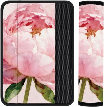 Veiligheidsgordelhoes - Gordelkussen - Comfortabel Reizen - Zachte Polyester Neopreen - 11 cm Lengte - Roze Pioenroos