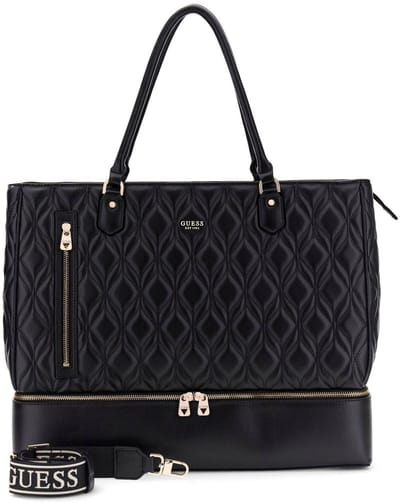 GUESS reistas schoudertas met laptopvak Maxine Zip Bottom Tote Black zwart