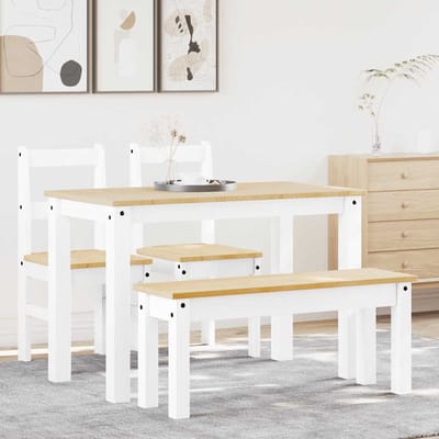 vidaXL - 4-delige - Eetset - PANAMA - massief - grenenhout - wit