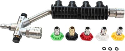 Hogedrukreiniger Accessoire - Dubbele Connector - Effectieve Reiniging - Naadloze Moduswissel - 28 x 13 cm - Zilver Zwart