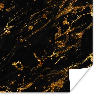 Poster Marmer - Goud - Luxe - Glitter - 100x100 cm XXL