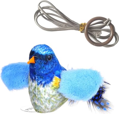 Realistische Chirpende Vogel Interactief Kat Speelgoed – Pluche Kattenkruiper met Veerstaart, Aanraak Geactiveerd Simulatie Speelgoed, Ideaal voor Katten en Kittens