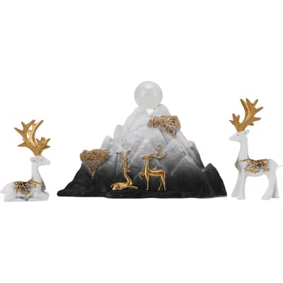 Hars Zittende Staande Hertenbeelden Rendierbeeldjes Ornamenten Bergrotswerk Sculptuur voor zwart