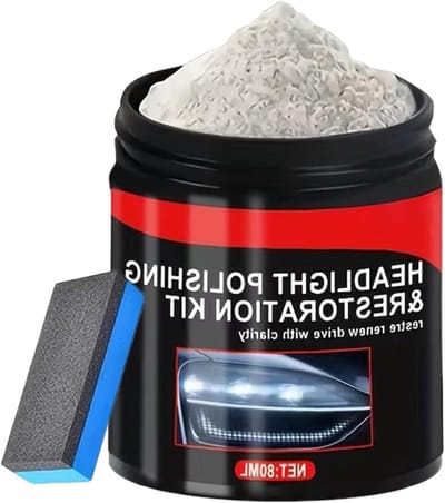 Koplamp Reinigingsset - Polijstpoeder Herstel - Glas Herstellen - Microschurende Formule - 80 ml - Wit
