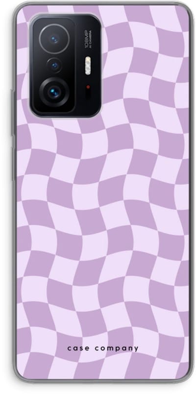 Case Company® - Hoesje geschikt voor Xiaomi 11T hoesje - Grid Paars - Soft Cover Telefoonhoesje - Bescherming aan alle Kanten en Schermrand