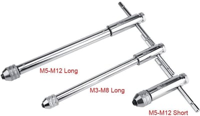 Dailygoods- Tap Sleutel T-Hendel - Verstelbare Ratchet Beugel - Hoogwaardige Legering Staal - M3-M8/M5-M12 - Roest- en Corrosiebestendig - Efficiënte Actie - Tang