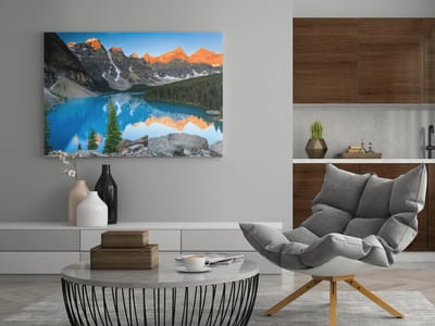 Canvas Schilderij - Landschap - Meer en Bergen - Natuur - 60x40x2 cm
