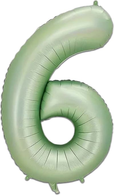 LUQ - Cijfer Ballonnen - Cijfer Ballon 6 Jaar Mint Groen XL Groot - Helium Verjaardag Versiering Feestversiering Folieballon
