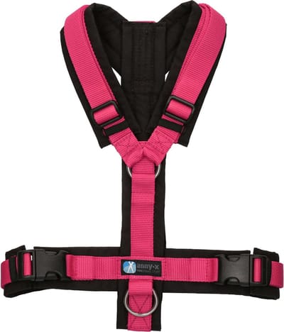 AnnyX Hondentuig - FUN - Speurtuig - Fuchsia/Zwart - maat M - Borstomvang 62-74cm