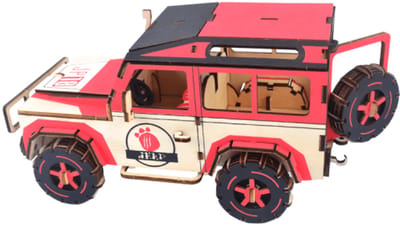 Jeep kleur - 3D Puzzel met Handleiding - DIY - Miniatuur Modelbouw Hout Kinderen en Volwassenen - Houten bouwpakket - Assemblr