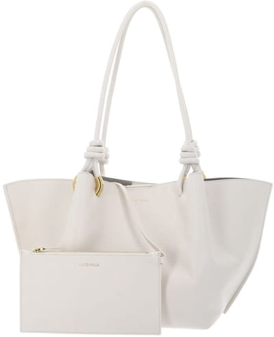 COCCINELLE Leren schoudertas accessoiretas Finn Handbag Grained Leather Pearl crème