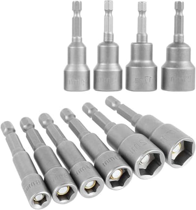 Moer Driver Set - Zeskant Bits - Schroeven Draaien - Magnetische Bevestiging - 10 Stuks - Zilver