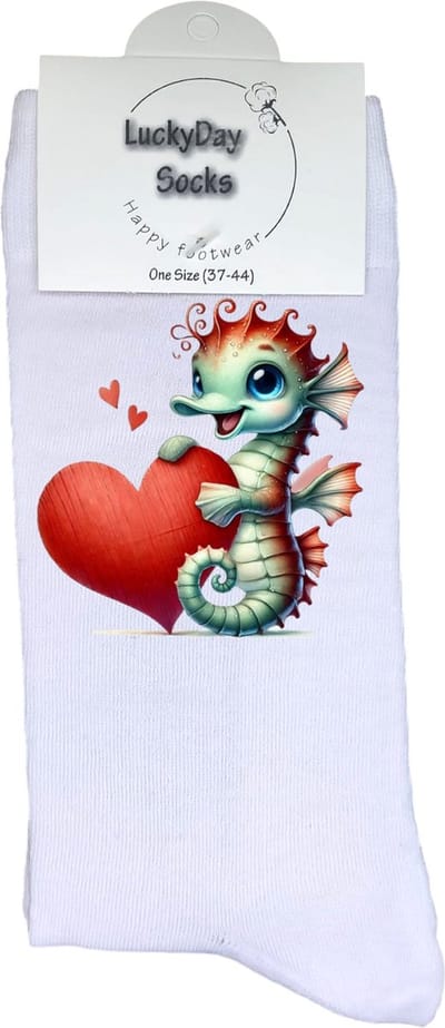 Zeepaardje - Valentijn sokken - Valentijns Cadeau - Grappige sokken - Leuke sokken - Hem Haar sokken - Vrolijke sokken - Hartje - Vaderdag - Moederdag - Verjaardag cadeau - Kerst cadeau - Leuk Cadeau - Speciaal cadeau - Sokken maken Happy - 37-44
