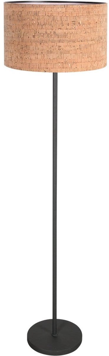 Vloerlamp Noor 4440ZW - Zwart armatuur van metaal met kurk kap - Trendy design - Mexlite - Ideaal voor binnengebruik