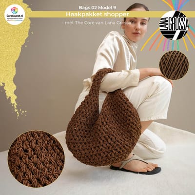 Haakpakket shopper met The Core – Model 9 – Bags 02 | Lana Grossa- donkerbruin- compleet haakpakket