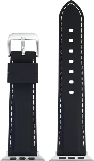EULIT siliconen horlogeband geschikt voor Apple Watch 38/40/41 maat - Serie 1/2/3/4/5/6/7/8/9/10 + SE - silicon sport smart - 20 mm - zwart - edel metaal metalen gesp MAT - incl. adapter